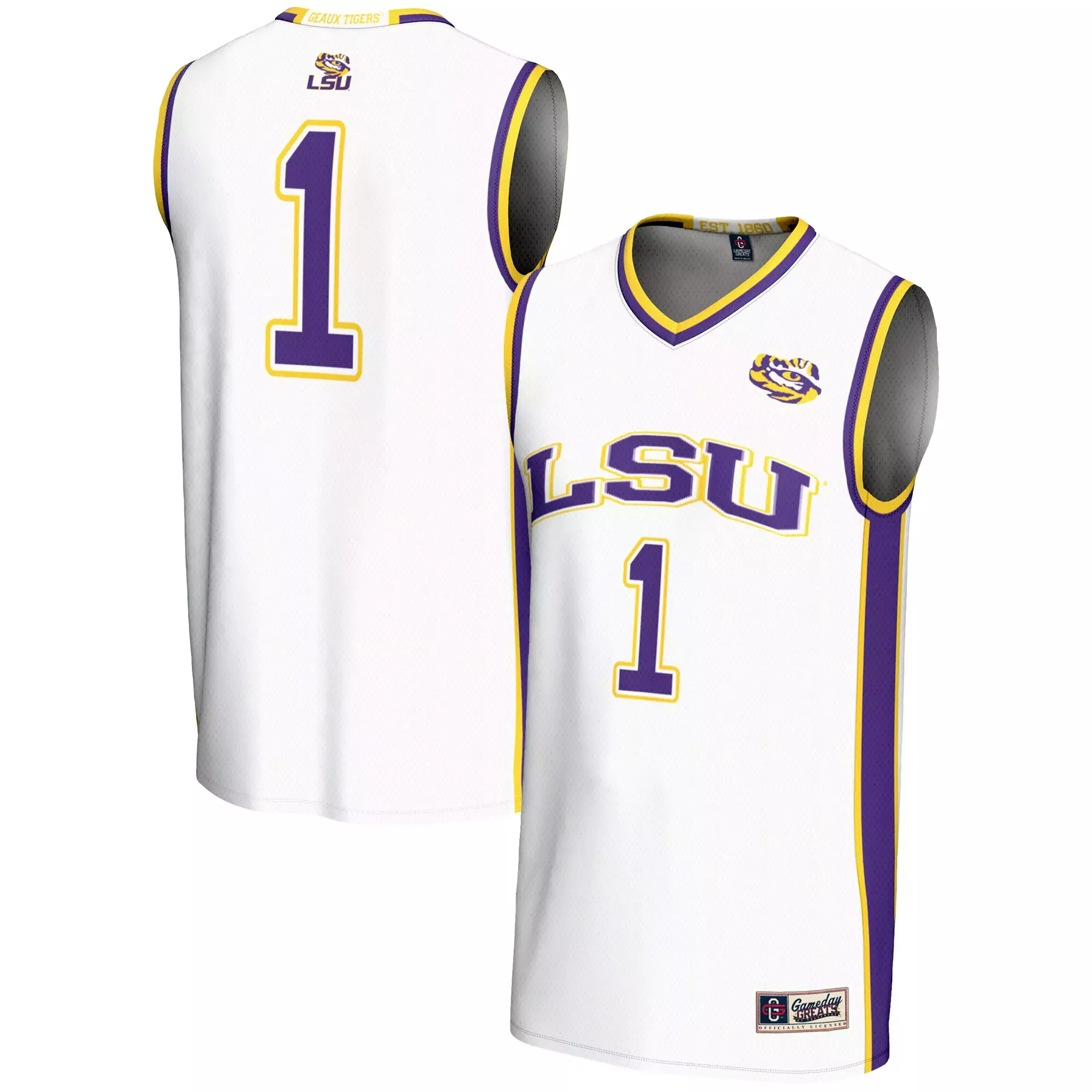 lsu tigers 1 custom jersey 2023 men s all stitched vapor jersey white purple