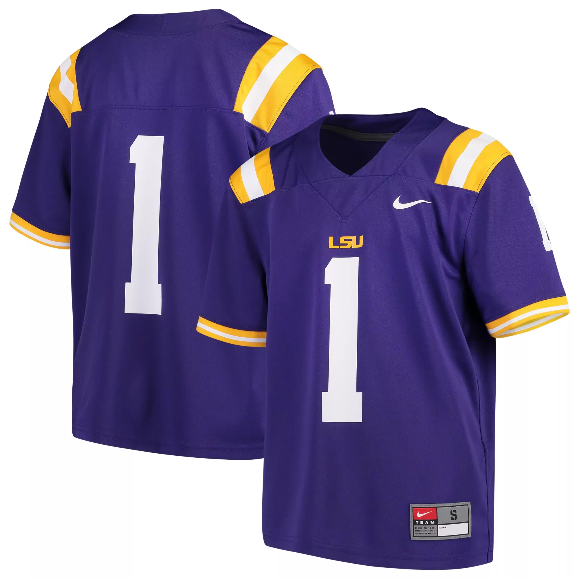 lsu tigers 1 nike purple all stitched vapor jersey 2023 men s s edition