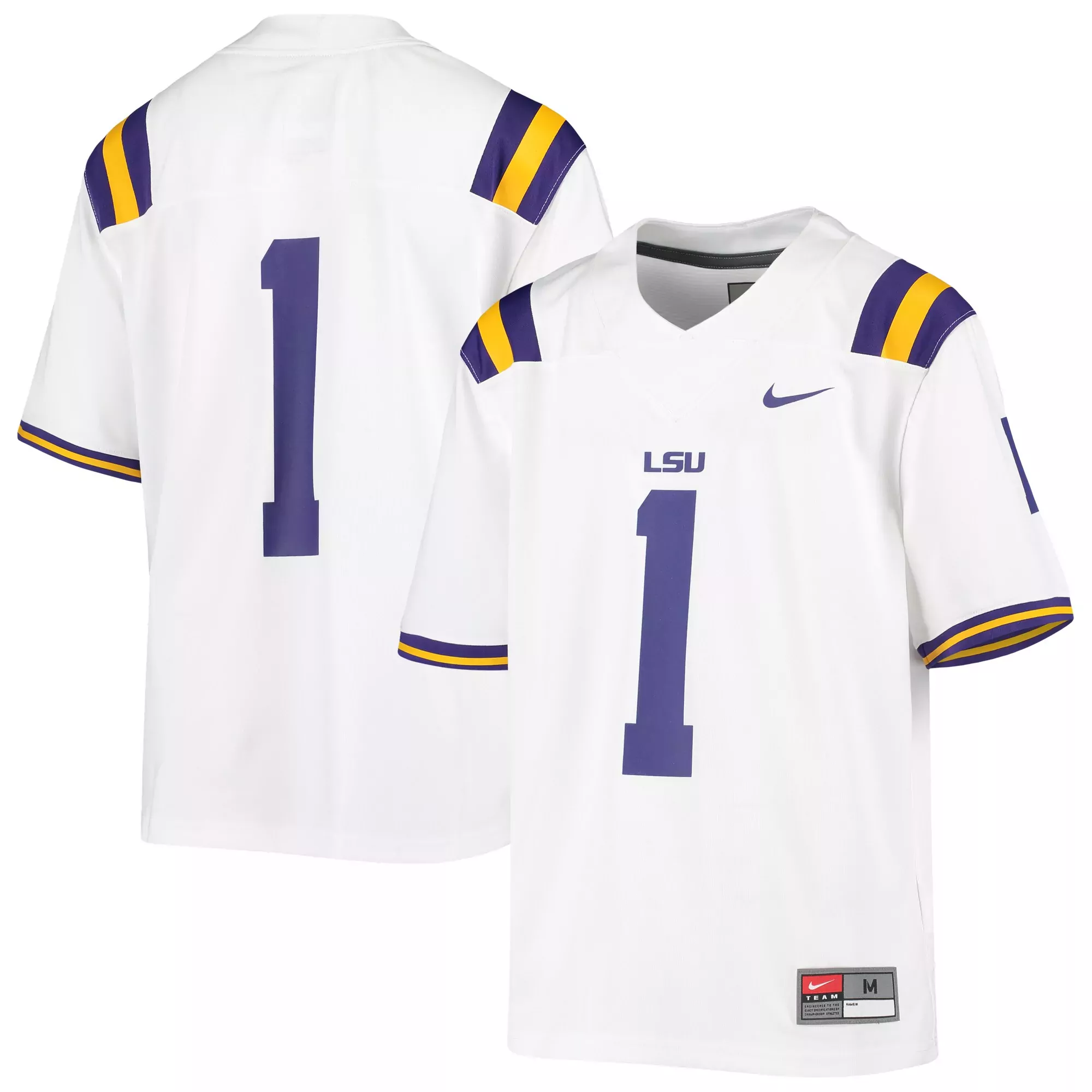 lsu tigers jersey 1 2023 men s white all stitched vapor jersey 1