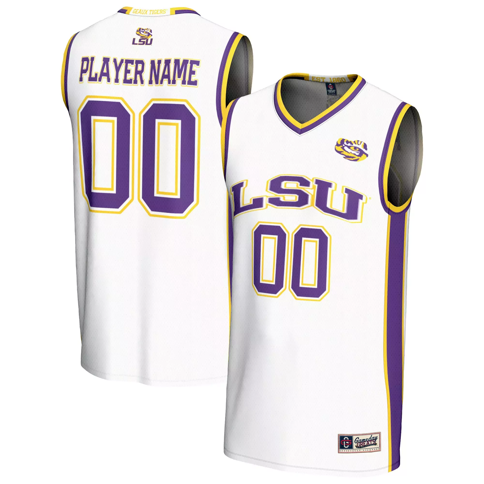 lsu tigers player name 00 2023 men s all stitched vapor jersey white purple 3