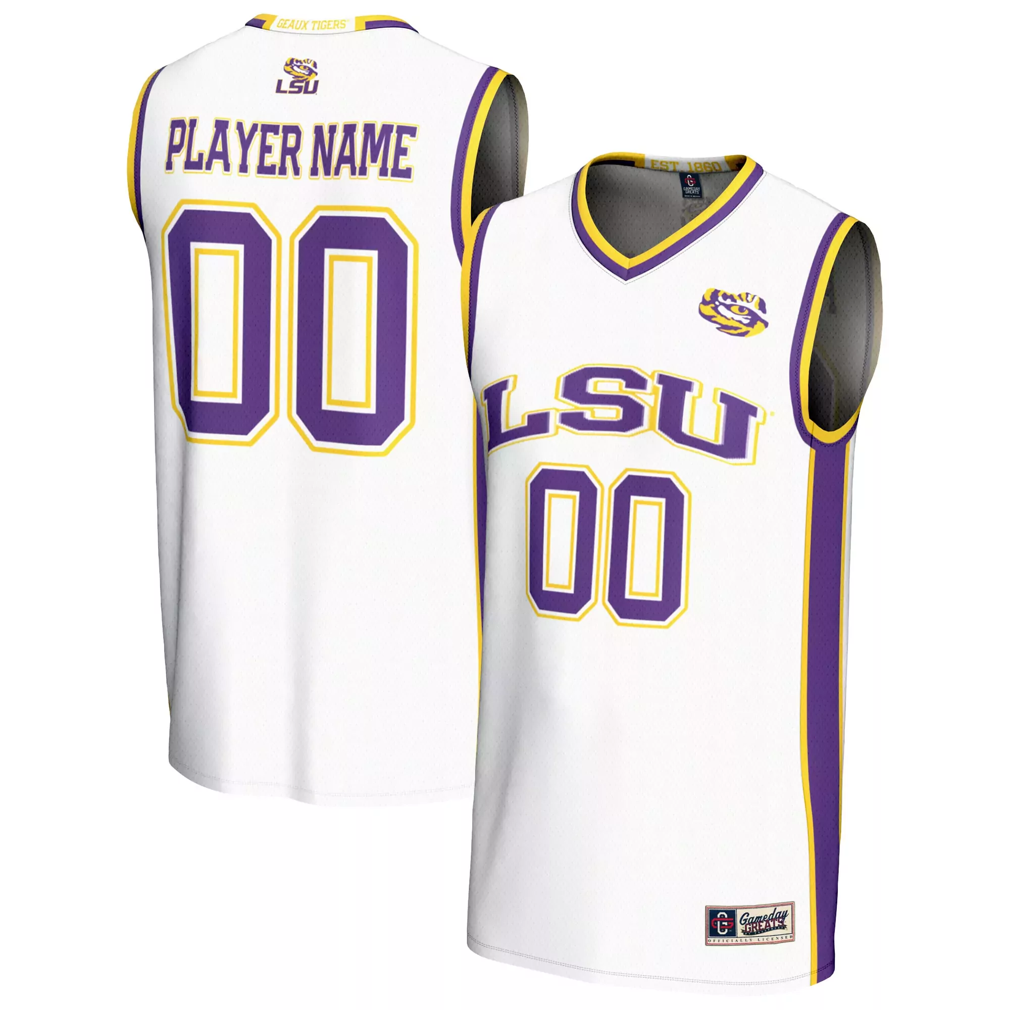 lsu tigers player name 00 2023 men s all stitched vapor jersey white purple 8