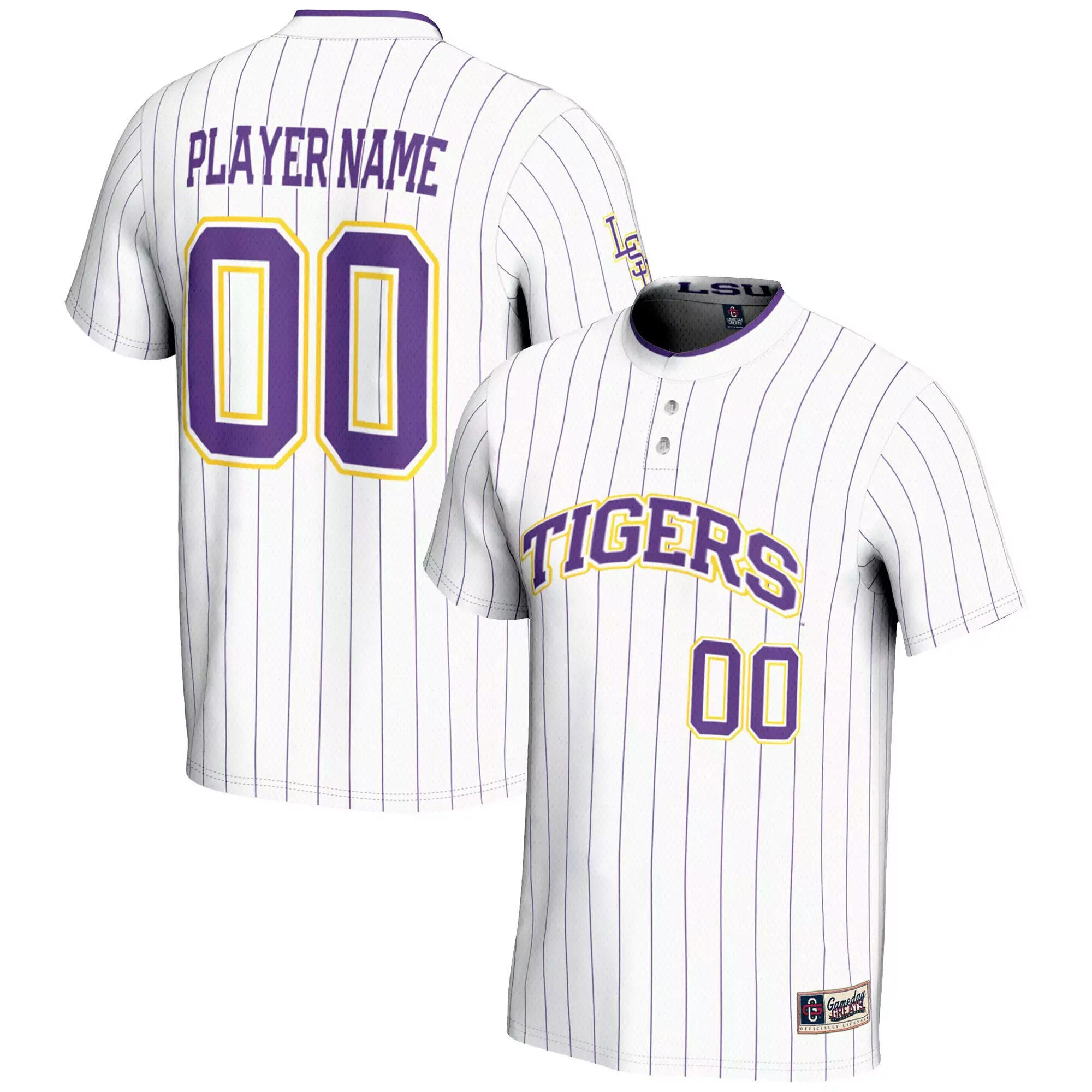 lsu tigers player name 00 2023 men s all stitched vapor jersey white purple 8