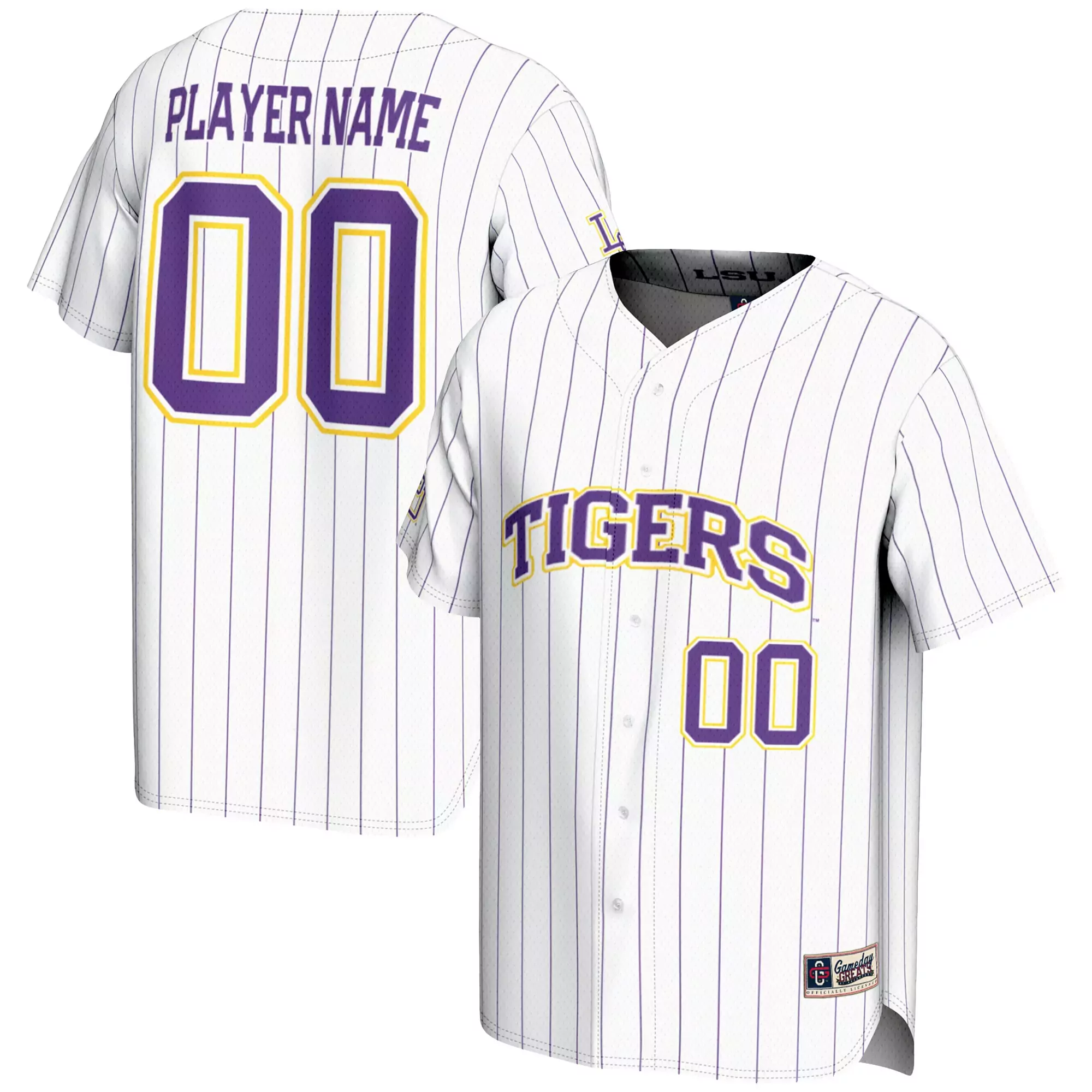 lsu tigers player name 00 2023 men s all stitched vapor jersey white purple 8
