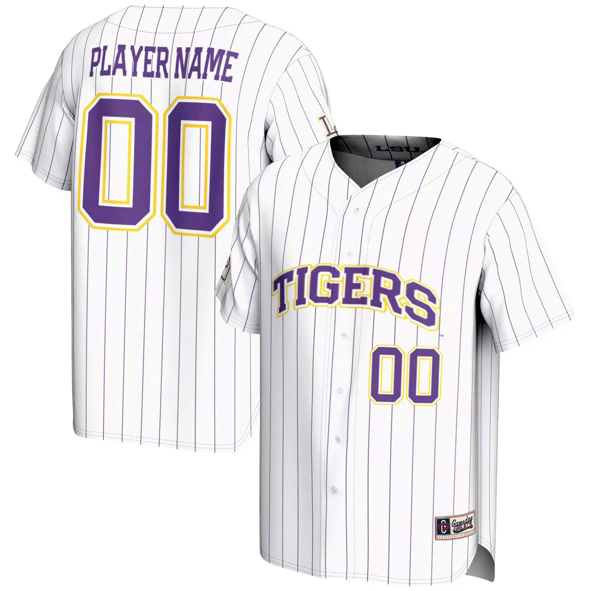 lsu tigers player name 00 2023 men s all stitched vapor jersey white purple 8