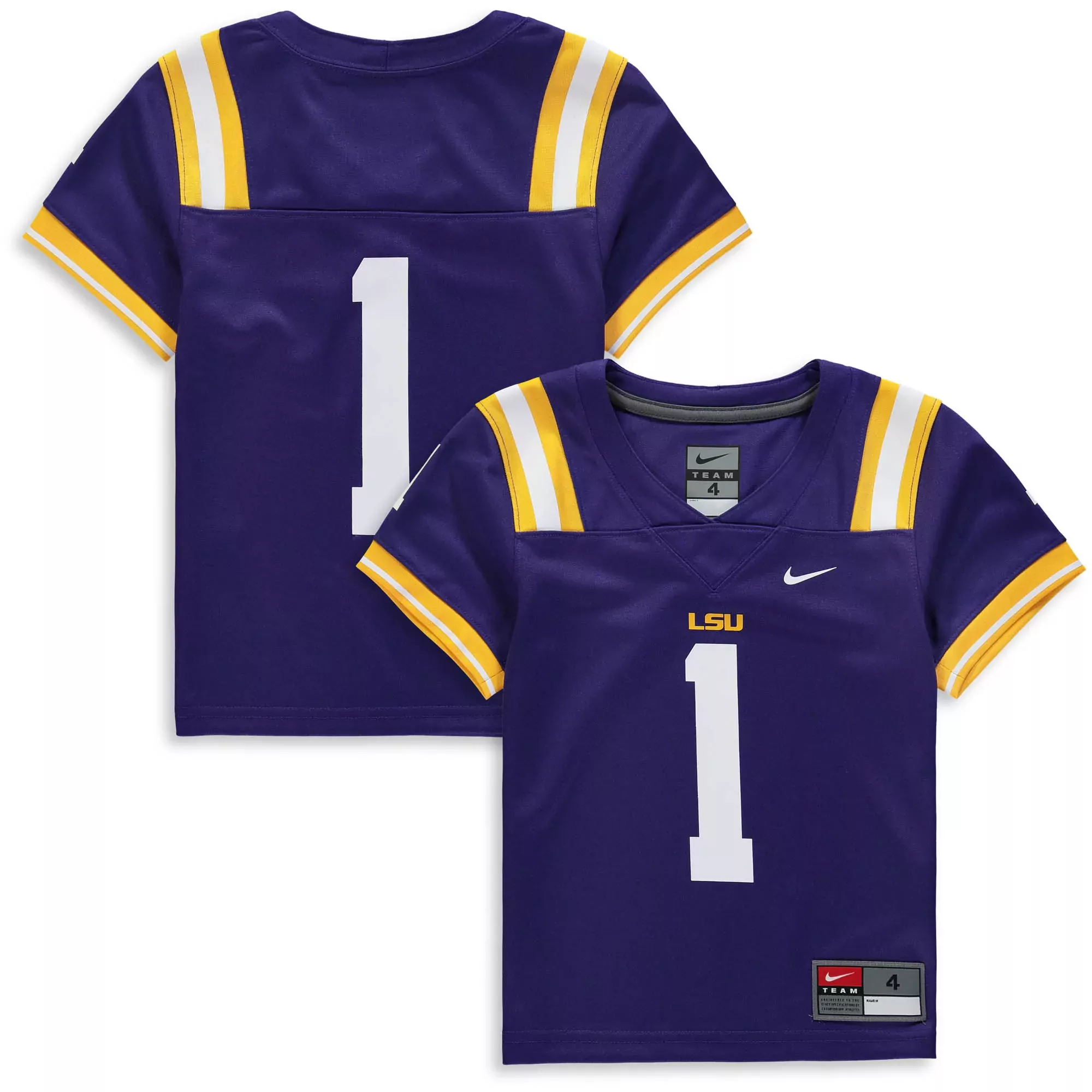 lsu tigers youth 1 purple all stitched vapor jersey 2023 nike team 4 edition