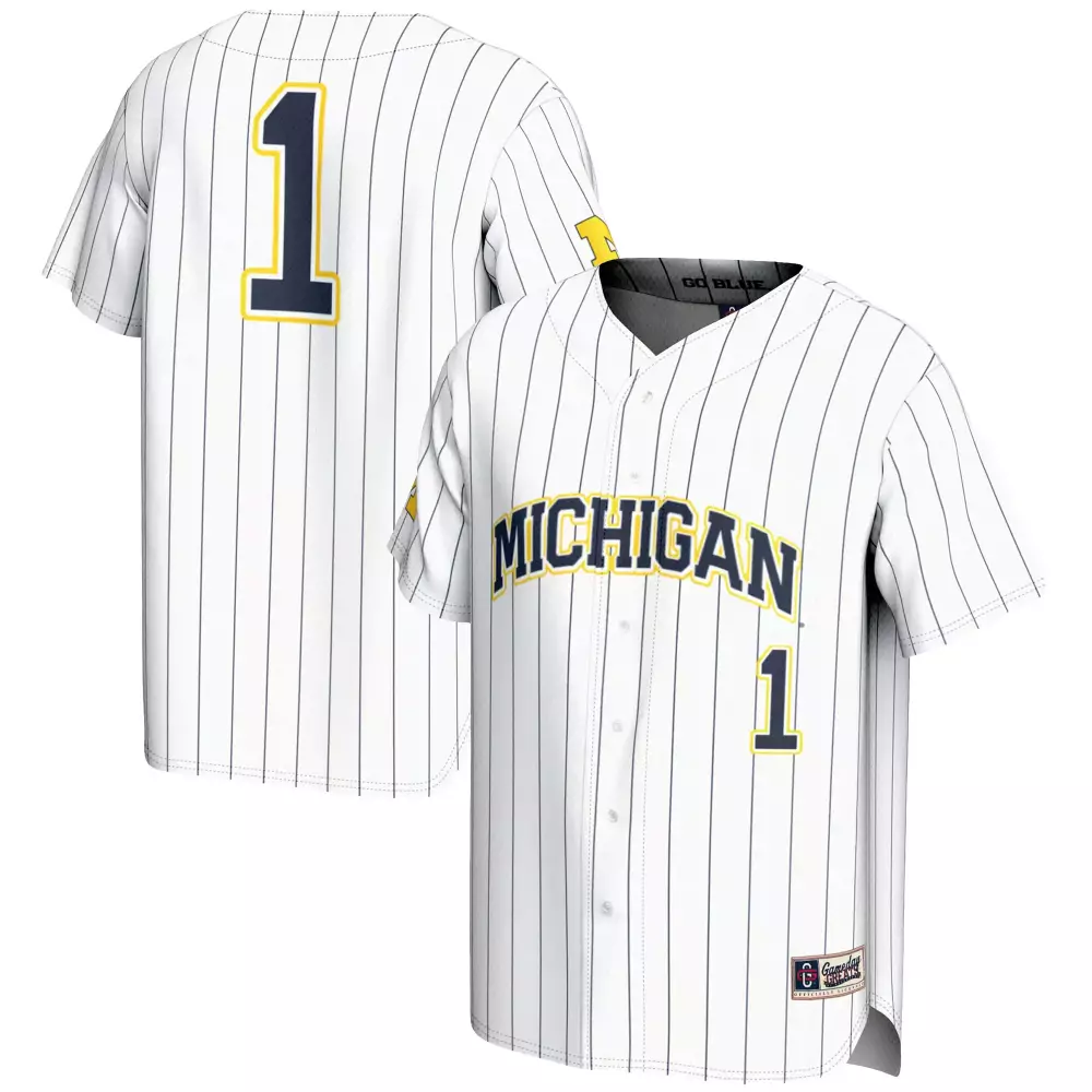 michigan 1 men s 2023 all stitched vapor jersey white pinstripe edition 1