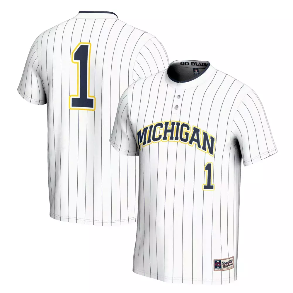 michigan 1 men s all stitched vapor jersey 2023 white pinstripe edition 1