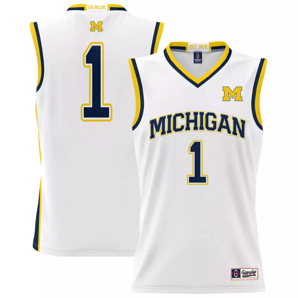 Michigan Wolverines 1 Gameday Greats Jersey | Navy Highlight Print | Fashion Fan Gear for Men, Women & Youth