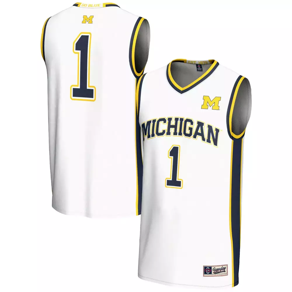 2023 Michigan Wolverines #1 Stitched Vapor Jersey | White & Blue Go Blue Edition | Limited Edition Fan Gear | For Men, Women & Youth