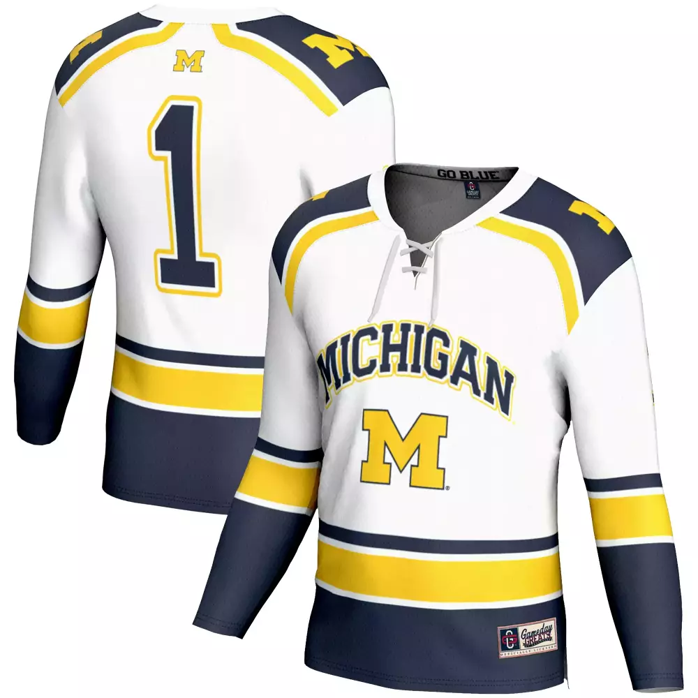 2023 Michigan Wolverines #1 Stitched Vapor Jersey | White & Blue Go Blue Edition | Limited Edition Fan Gear | For Men, Women & Youth