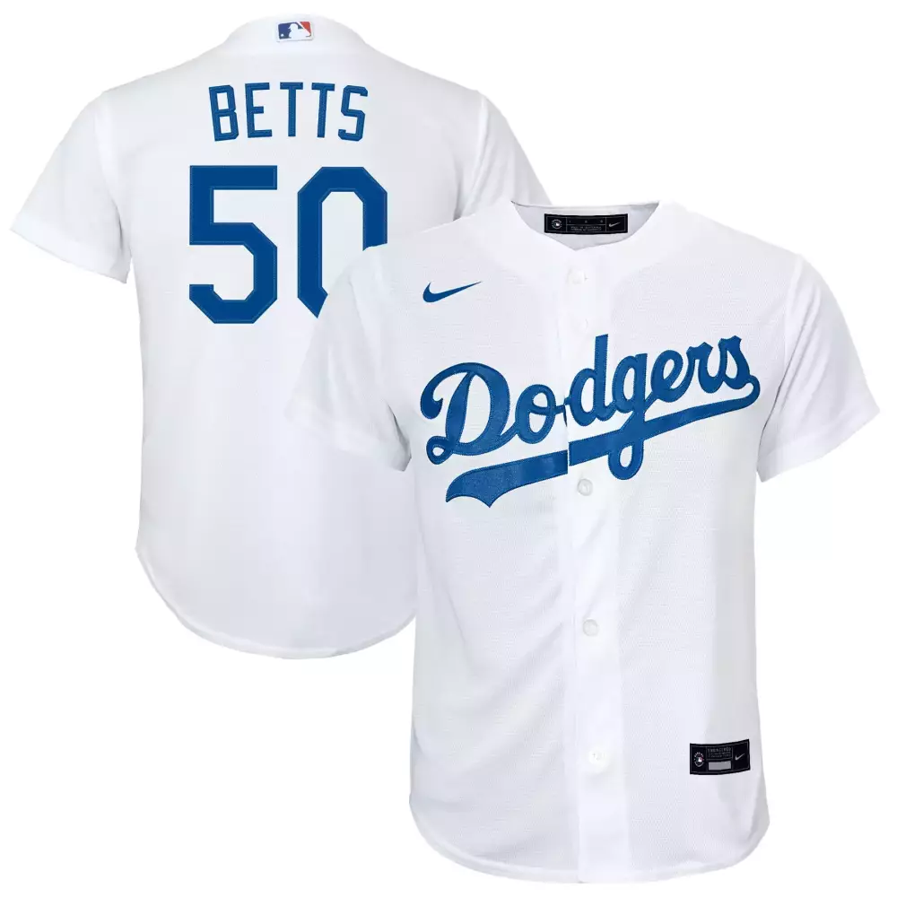 mookie betts 50 los angeles dodgers 2023 men s all stitched vapor jersey white 4