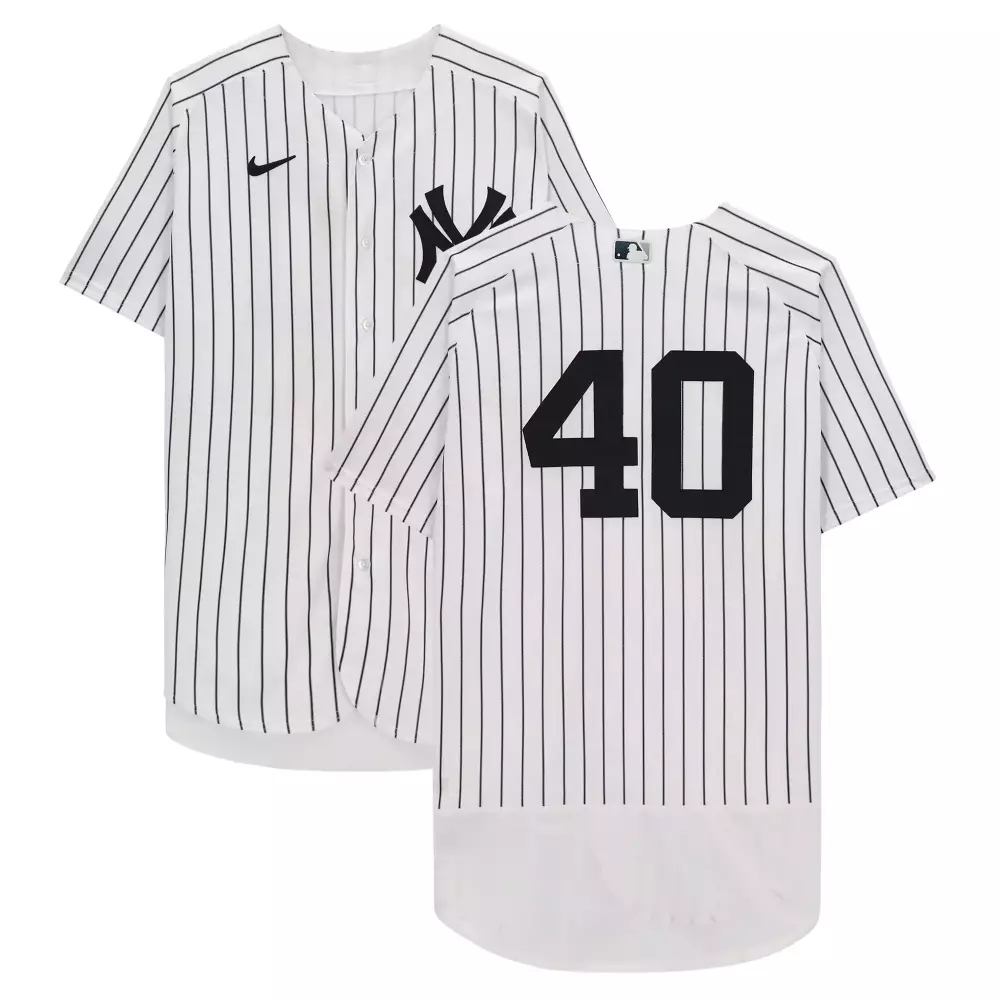 Nike New York Yankees 40 All Stitched Vapor Jersey 2023 | Men's White Pinstripe Fan Gear | For Men, Women & Youth