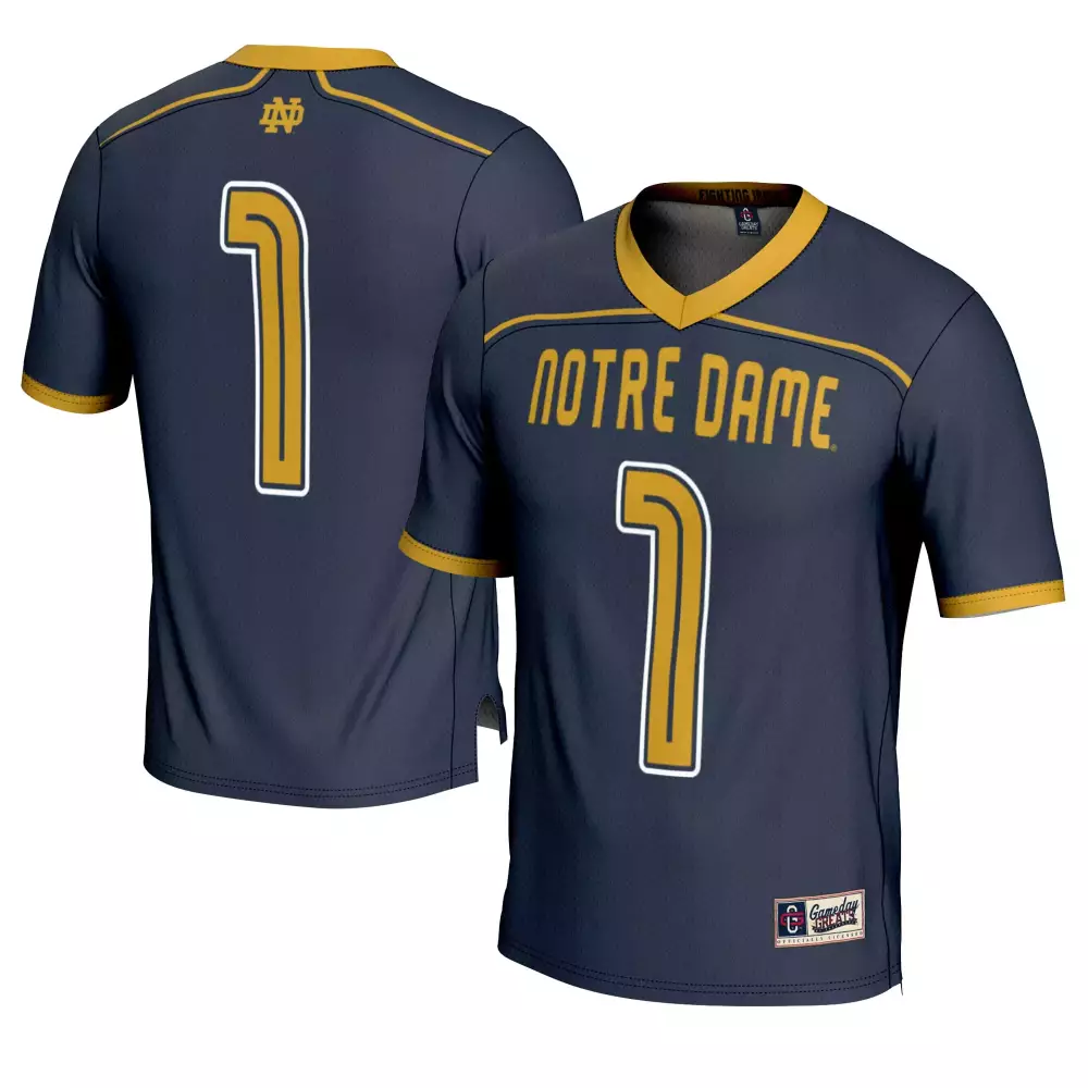 notre dame fighting irish 1 men s 2023 navy all stitched vapor jersey