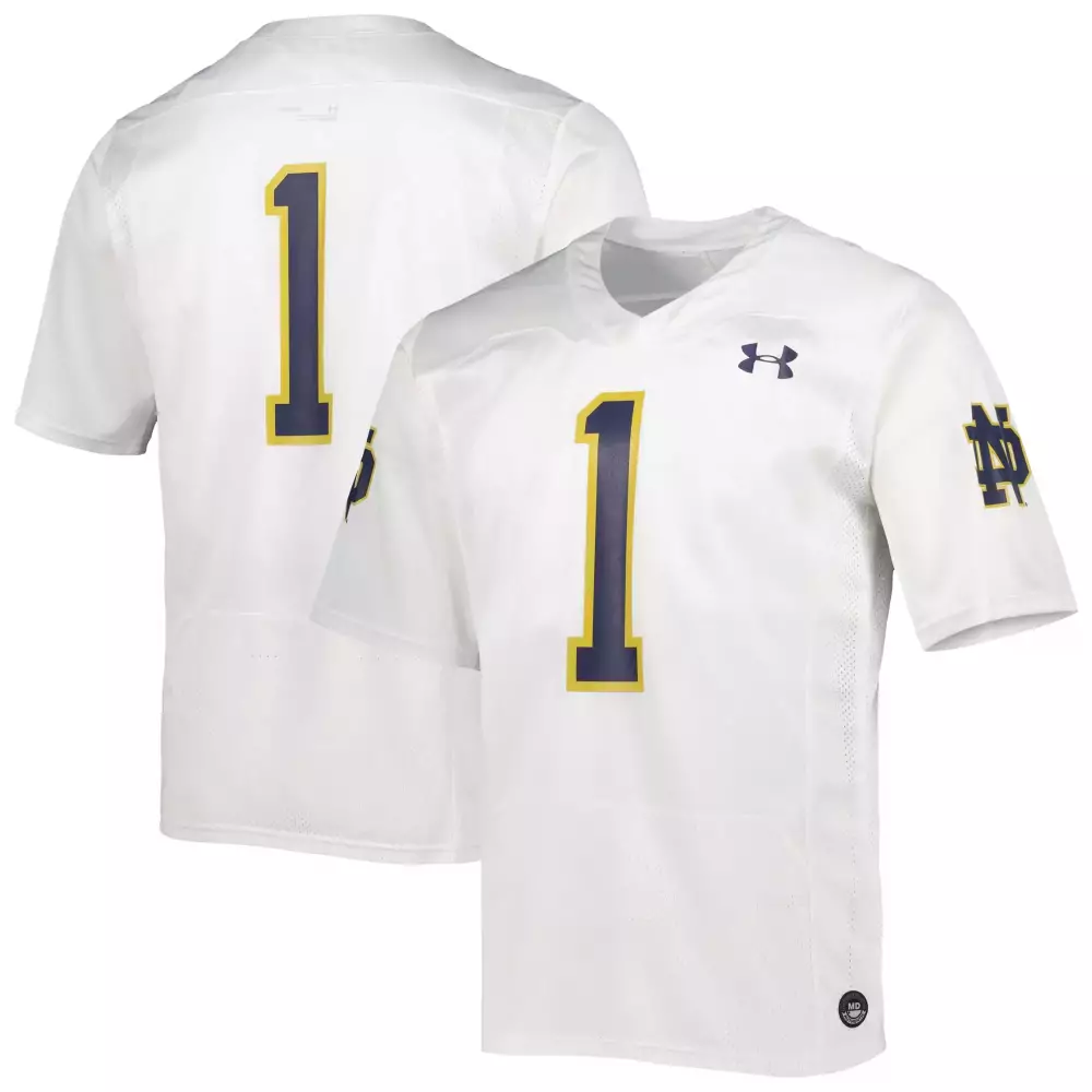 notre dame fighting irish 1 men s white all stitched vapor jersey 2023