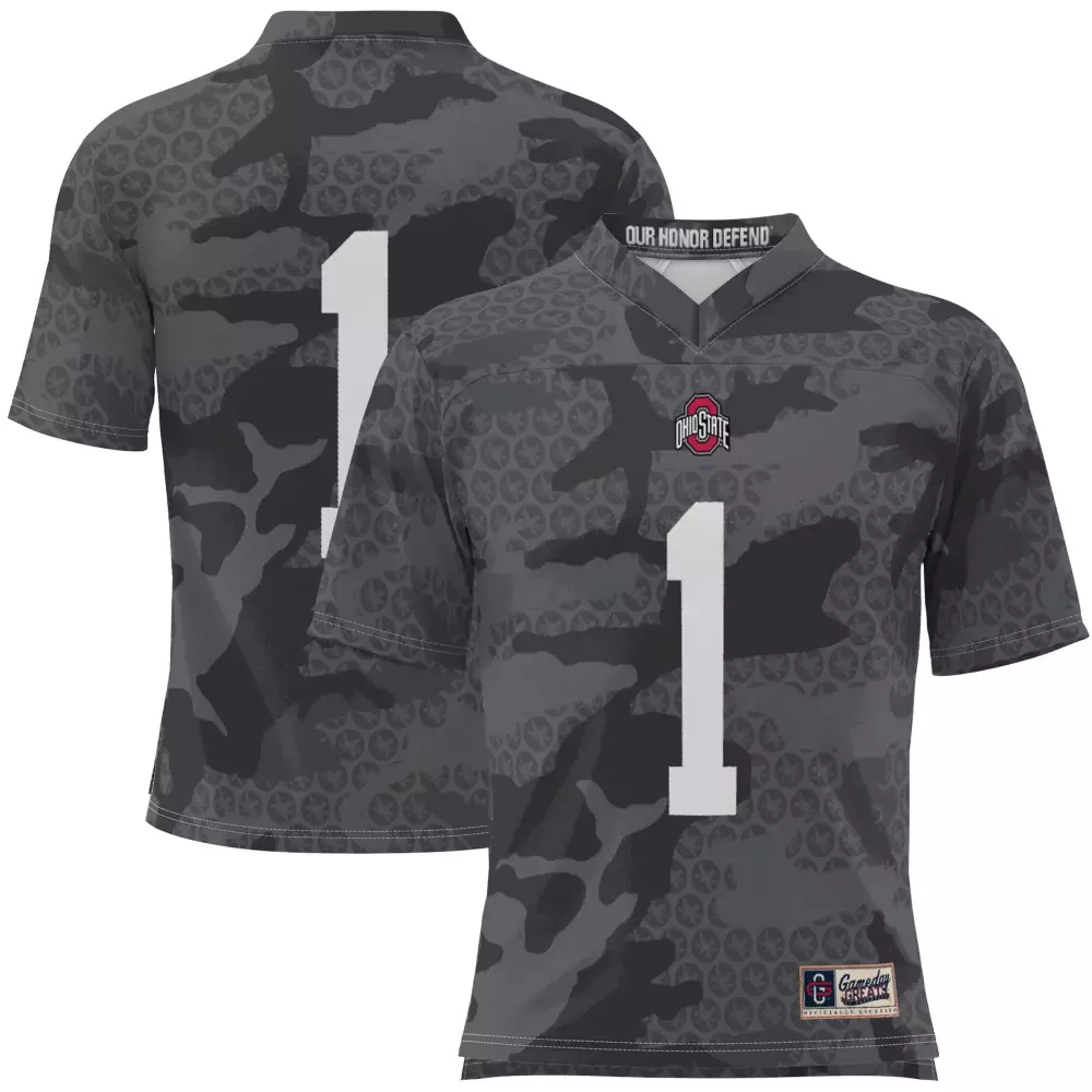 Ohio State Buckeyes 1 2023 Camo Vapor Jersey | Our Honor Defend Edition | Stitched Fan Gear for Men, Women & Youth