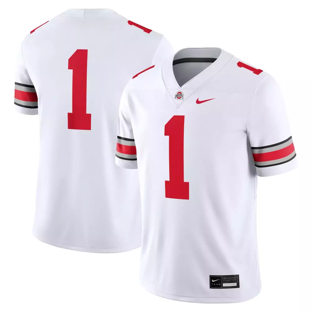 Ohio State Buckeyes 1 2023 White Vapor Jersey | All Stitched Nike Edition | Fan Gear for Men, Women & Youth