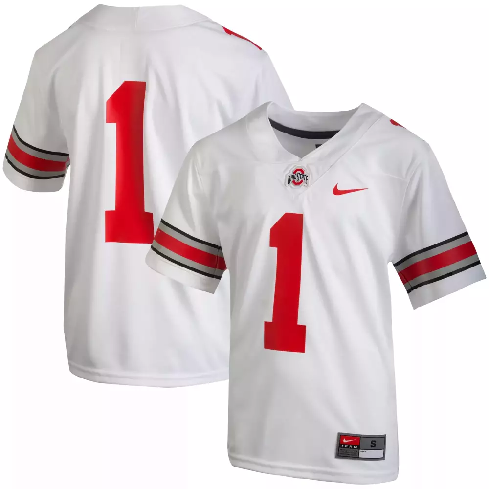 Ohio State Buckeyes 1 Youth 2023 White All Stitched Vapor Jersey | For Youth | Game Day Outfit