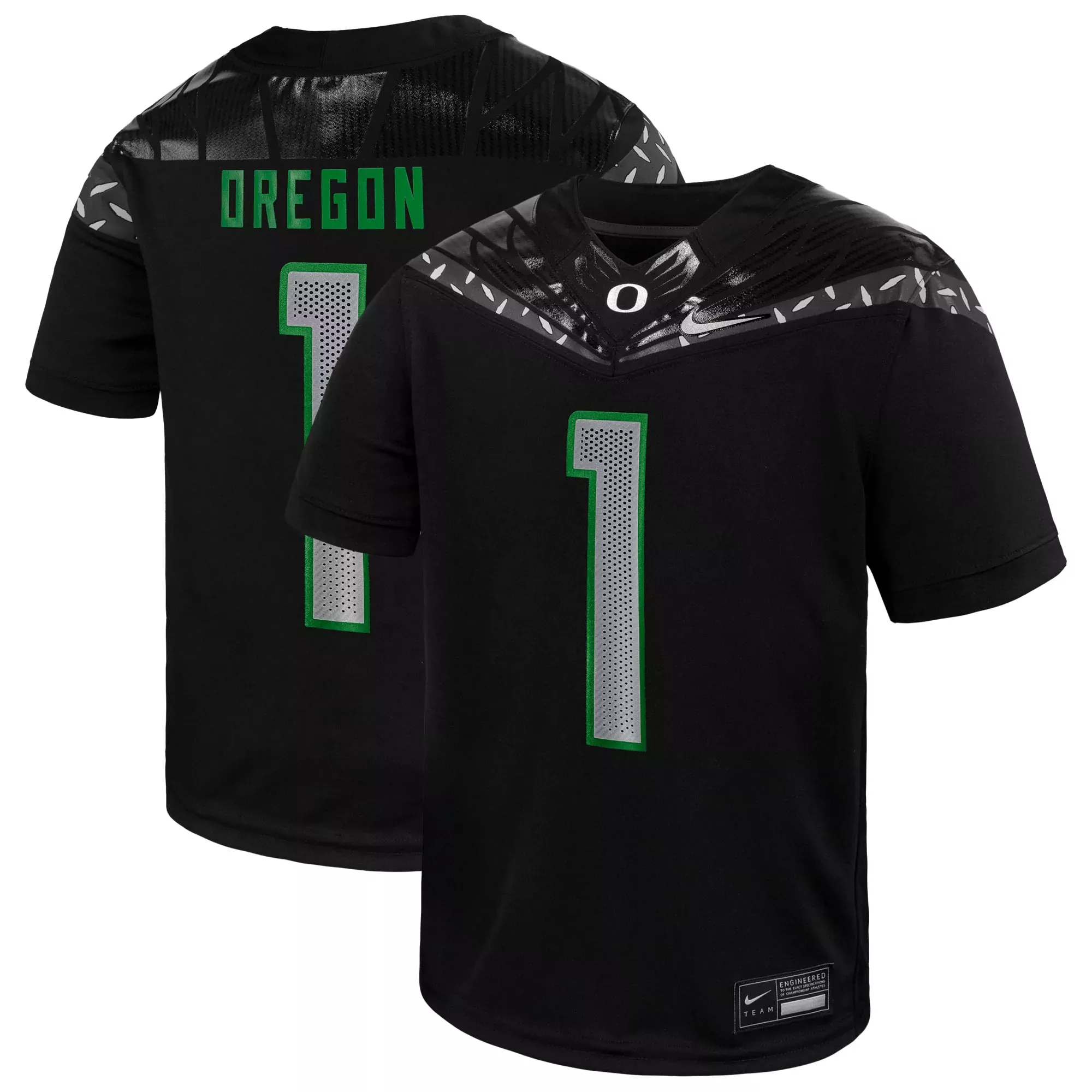 oregon ducks 1 youth 2023 black all stitched vapor jersey custom edition