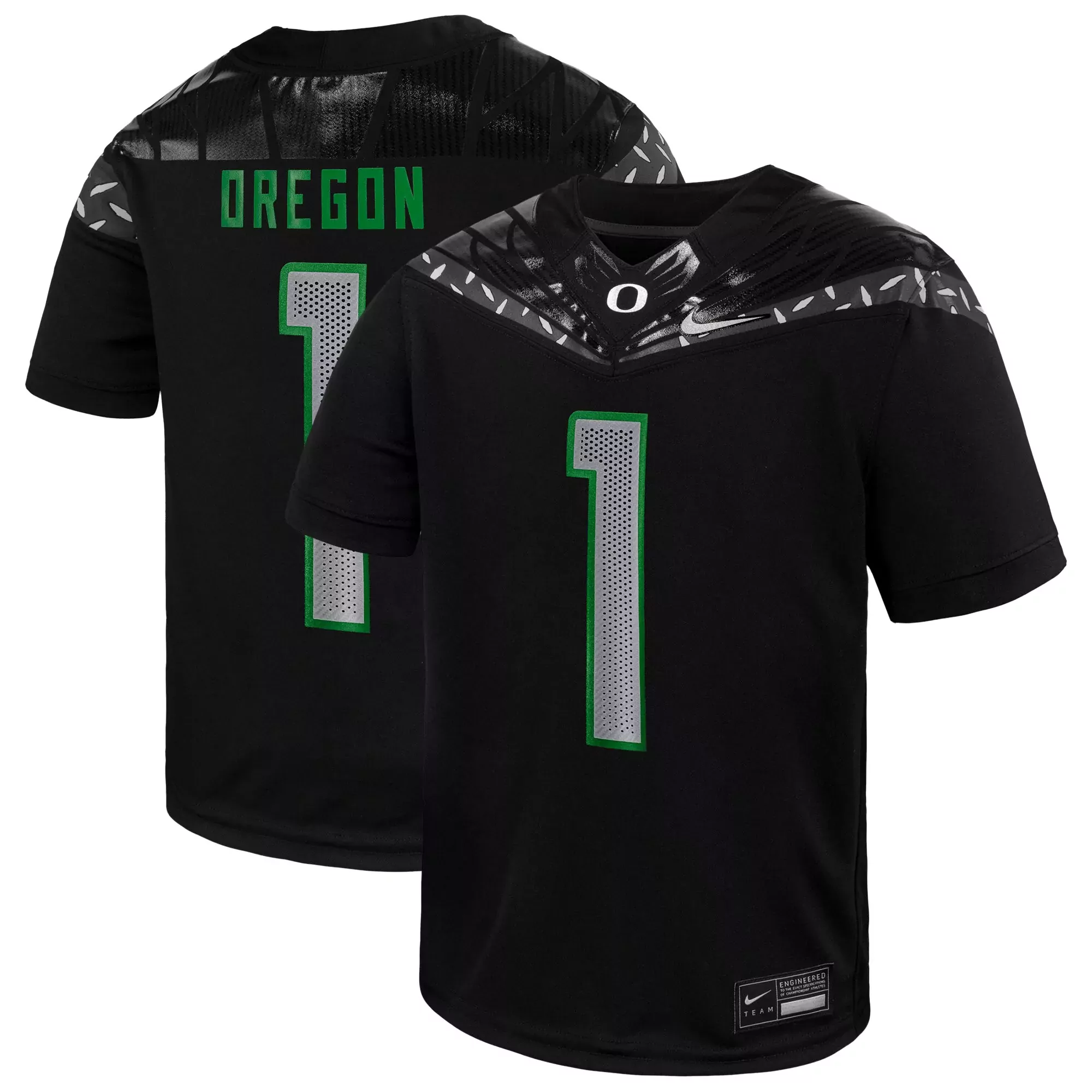 oregon ducks 1 youth 2023 black all stitched vapor jersey custom edition