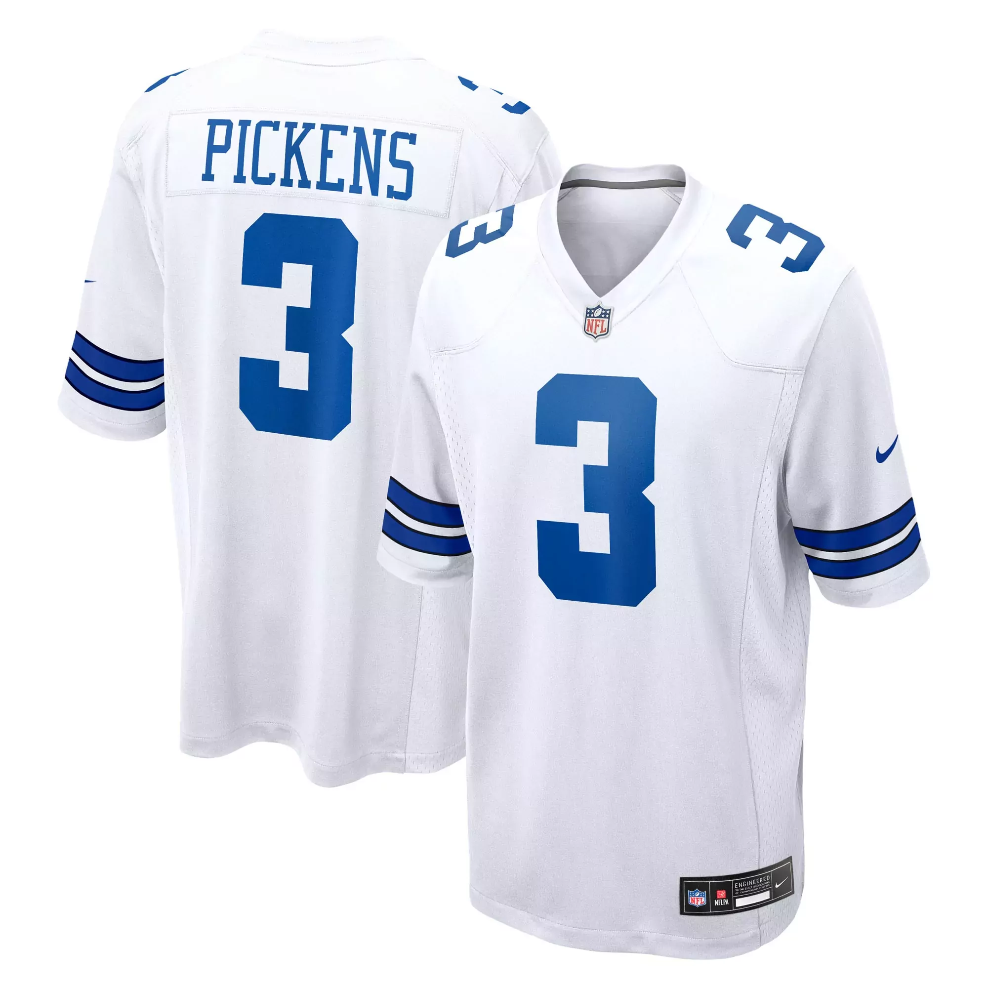 pickens 3 dallas cowboys 2023 men s all stitched vapor jersey white nike quality edition