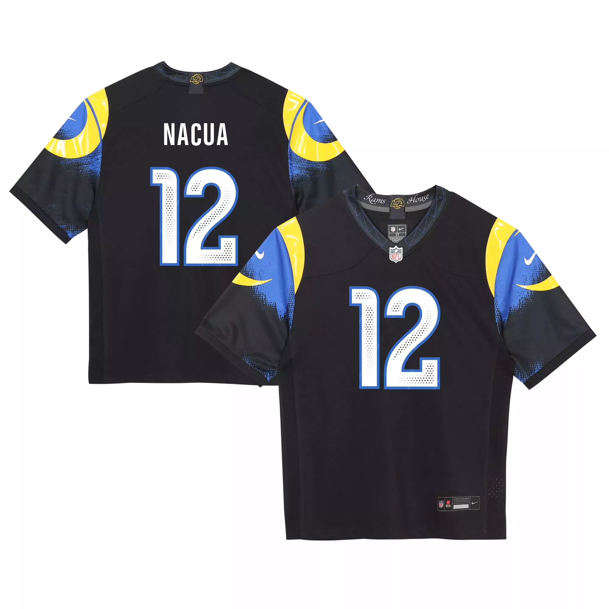 puka nacua 12 los angeles rams 2023 men s all stitched vapor jersey black edition