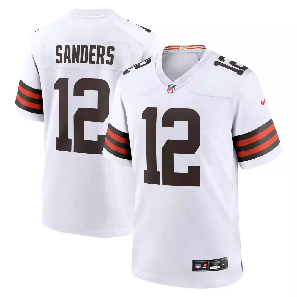 Sanders 12 Cleveland Browns 2023 Stitched Vapor Jersey | White 1946 Edition | Fan Gear for Men, Women & Youth