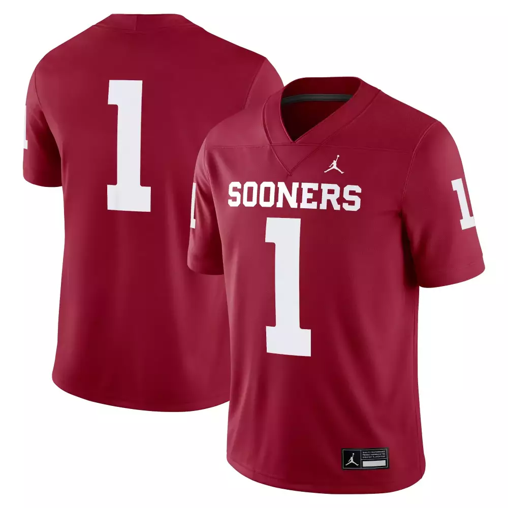 sooners 1 custom jersey 2023 men s red all stitched vapor jersey