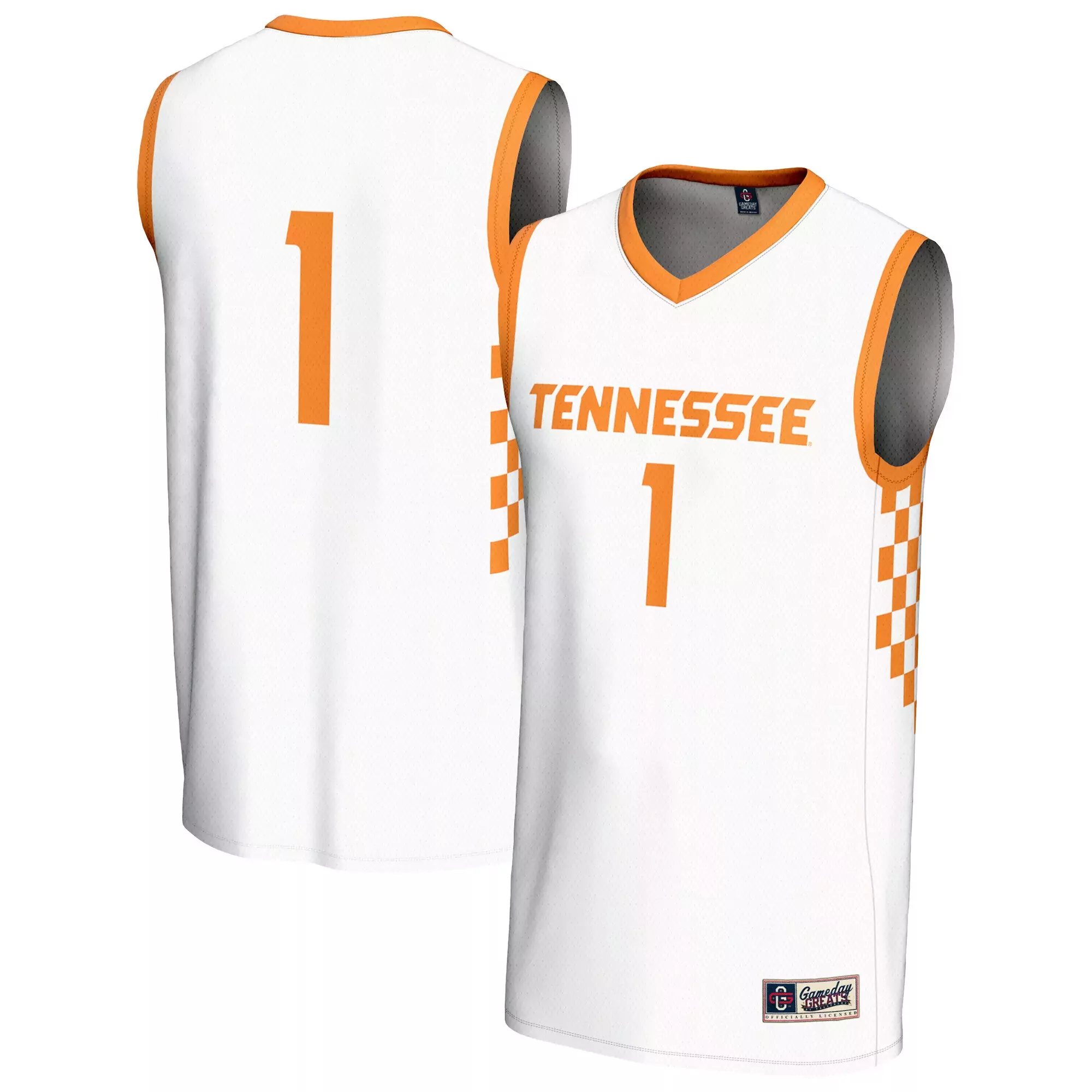 tennessee volunteers 1 men s 2023 all stitched vapor jersey orange white checkerboard design