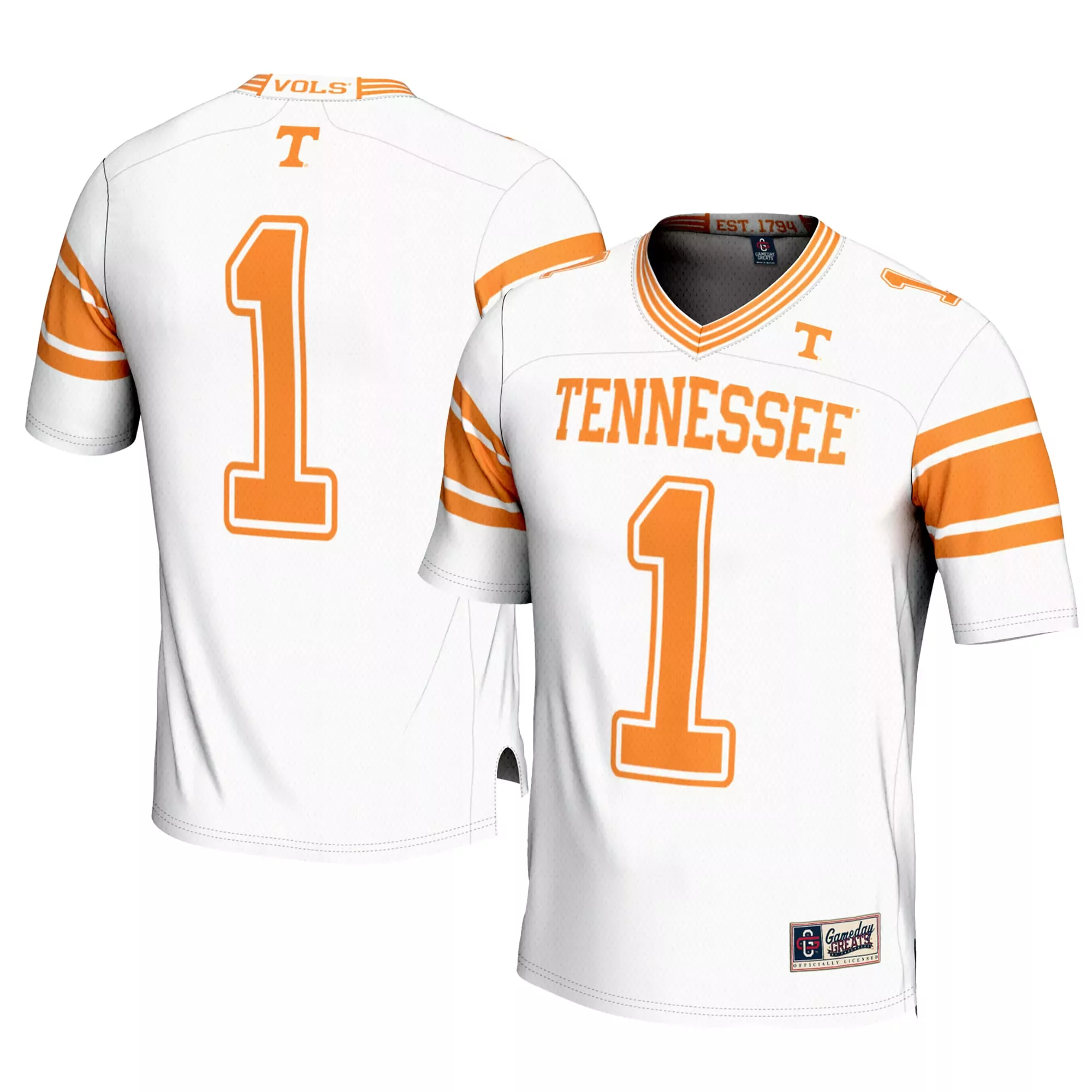 tennessee volunteers 1 men s 2023 all stitched vapor jersey orange white checkerboard design