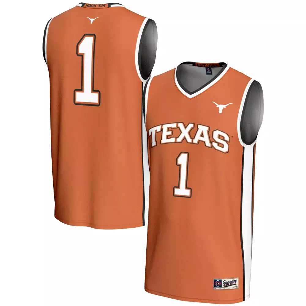 texas longhorns 1 gameday greats texas orange highlight print football fashion jersey