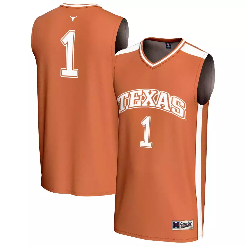 texas longhorns 1 gameday greats texas orange highlight print football fashion jersey