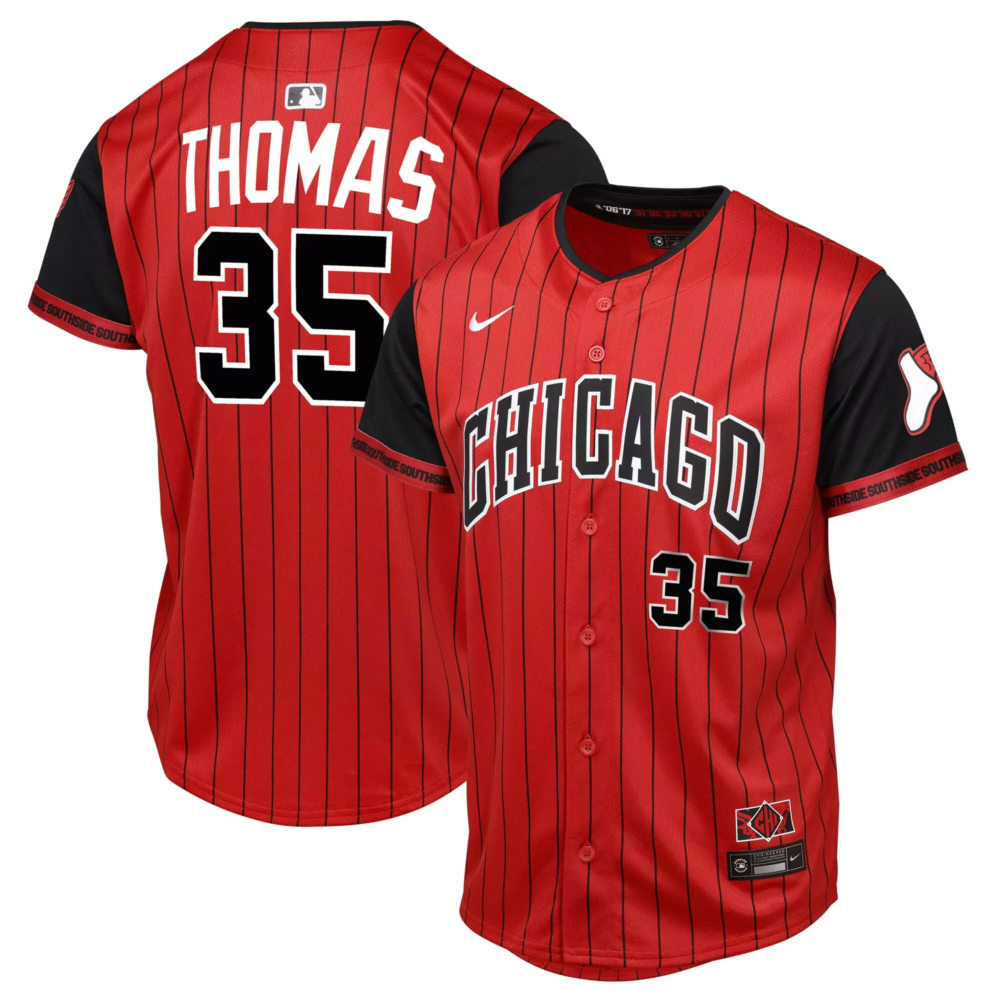 thomas 35 chicago red all stitched vapor jersey 2023 men s pinstripe edition
