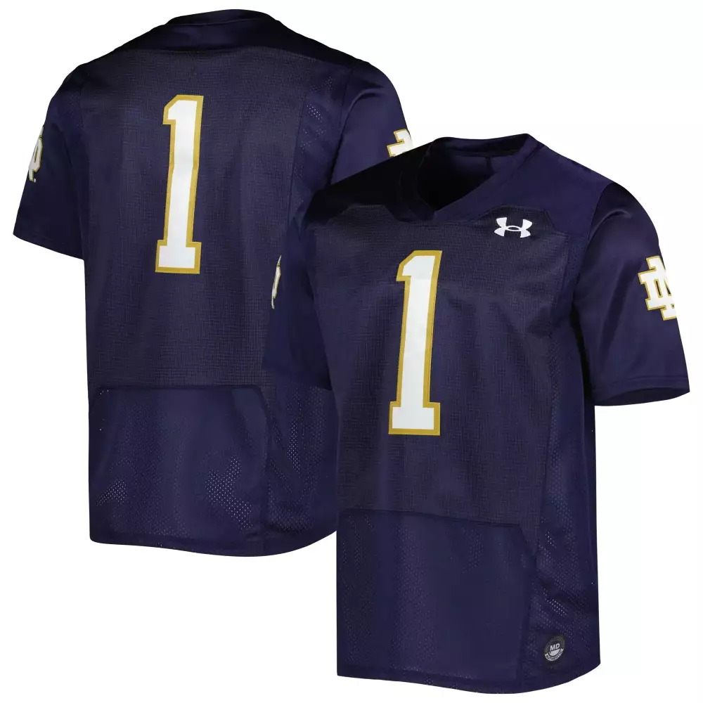 under armour notre dame fighting irish 1 navy all stitched vapor jersey 2023 men s