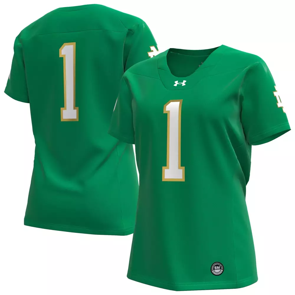 Under Armour Women's Green 1 Notre Dame 2023 Jersey | All Stitched Vapor | Game Day Outfit | For Men, Women & Youth
