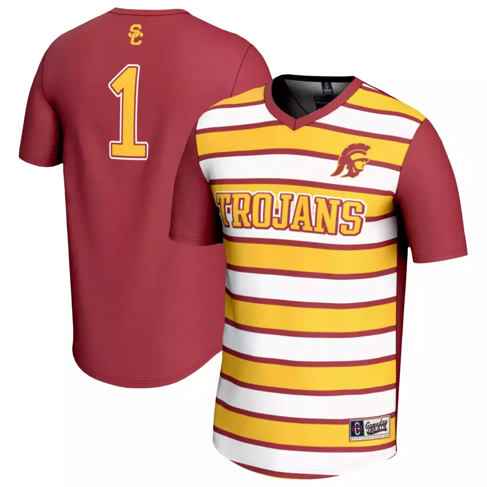 usc trojans 1 men s 2023 custom striped jersey all stitched vapor jersey quality edition red yellow