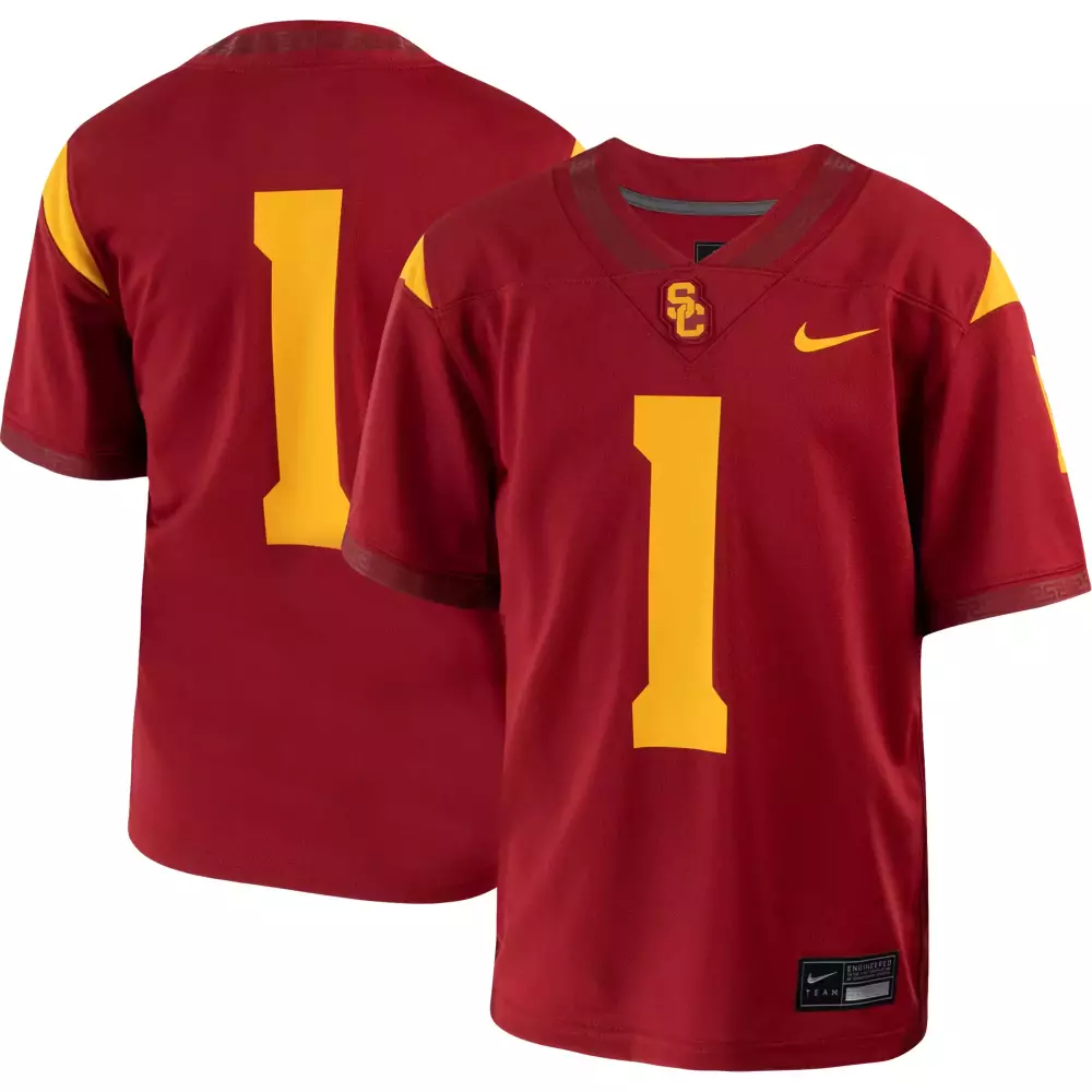 usc trojans 1 men s 2023 custom striped jersey all stitched vapor jersey quality edition red yellow