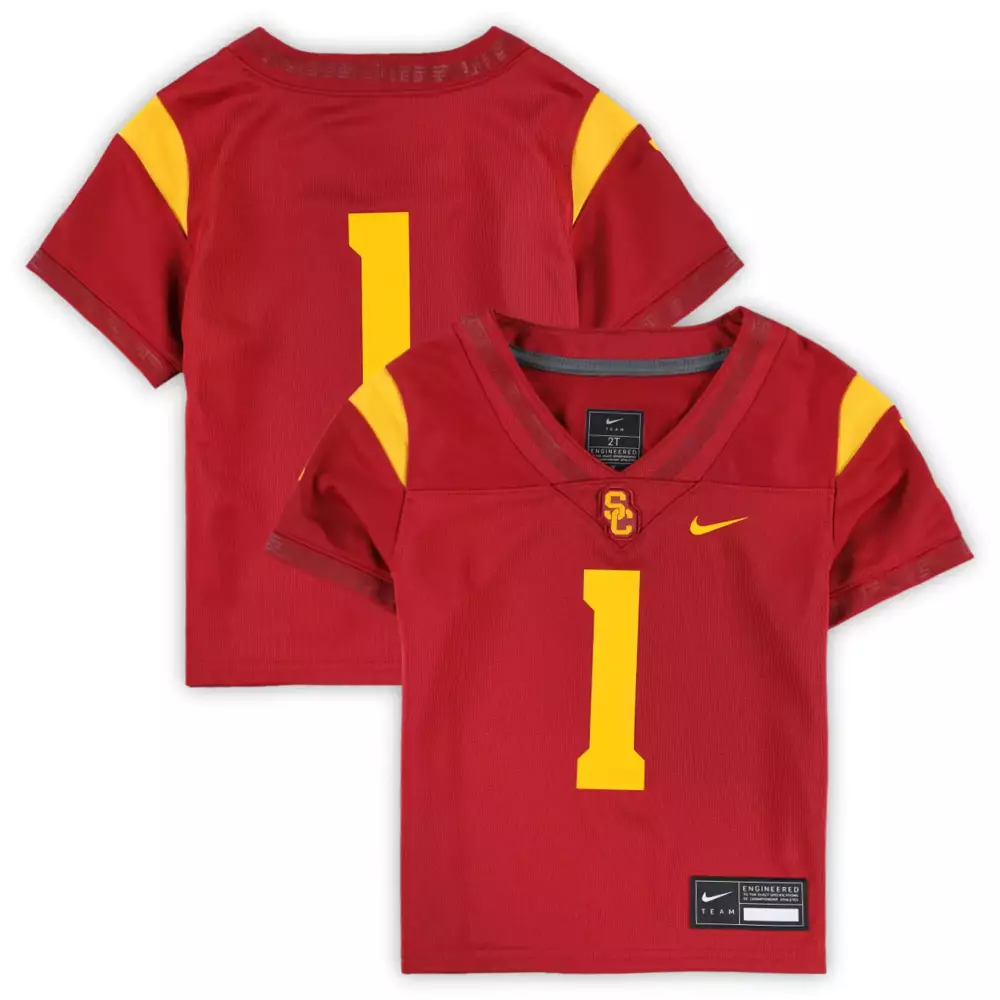 usc trojans 1 youth 2023 red nike all stitched vapor jersey