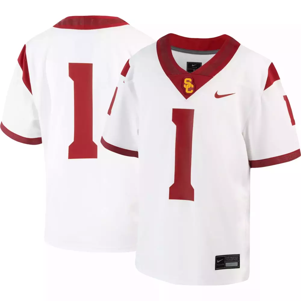 usc trojans 1 youth 2023 red nike all stitched vapor jersey