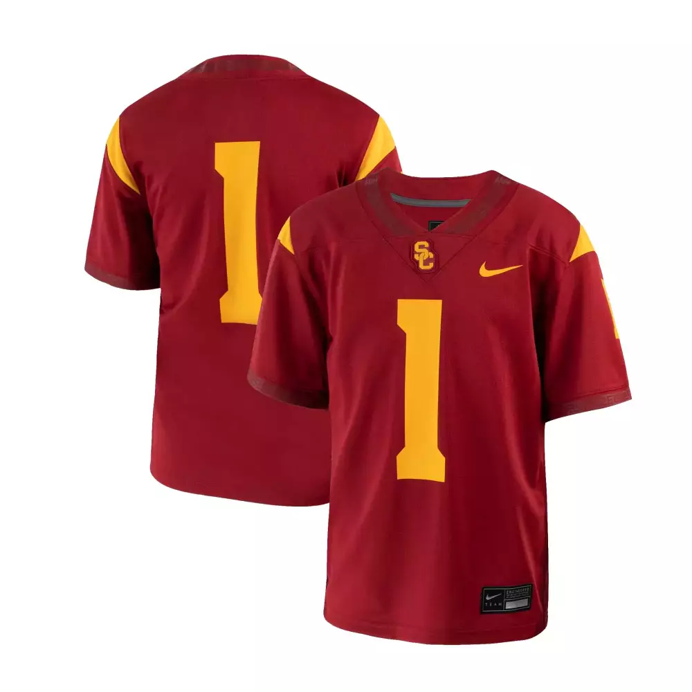 usc trojans 1 youth 2023 red nike all stitched vapor jersey