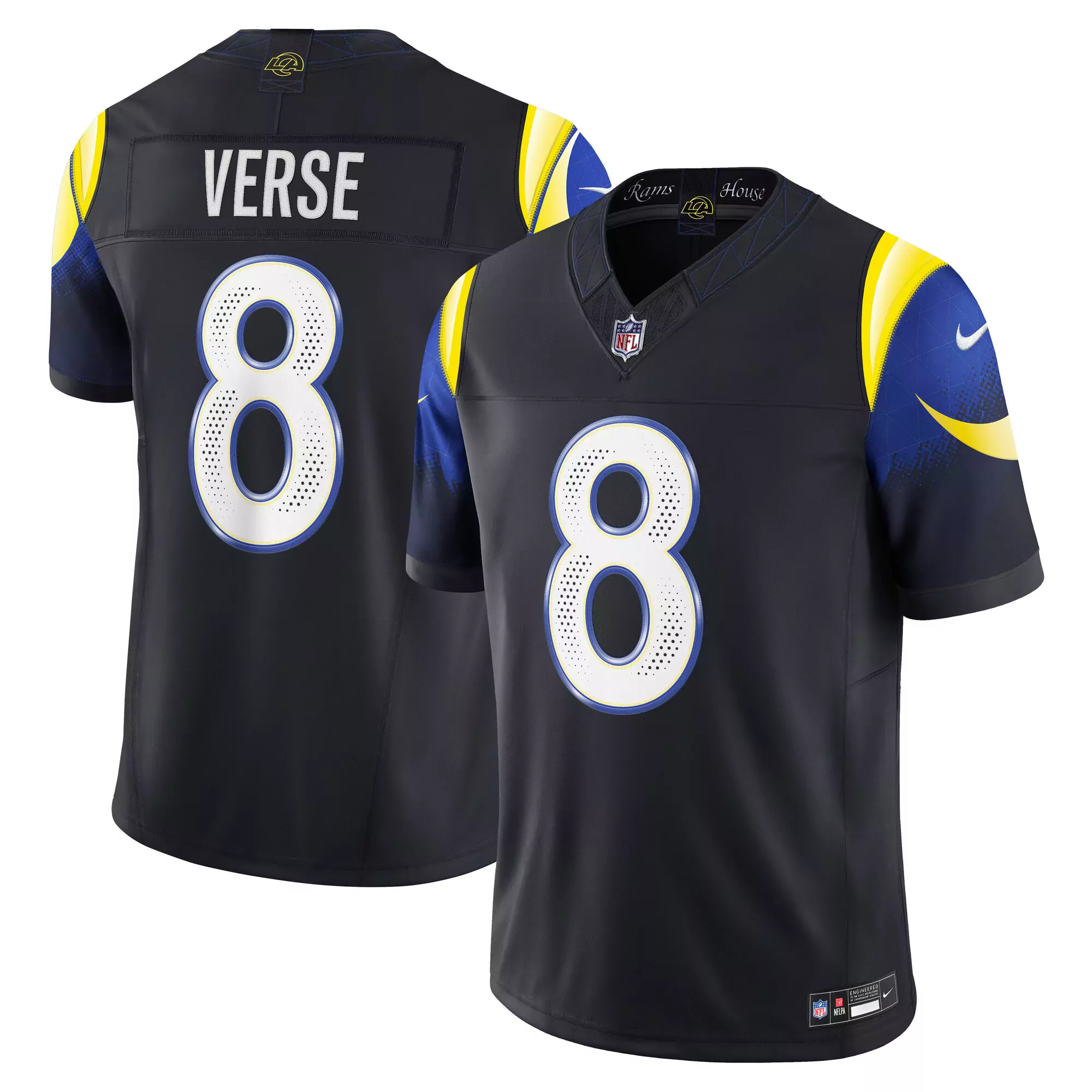 verse 8 los angeles rams 2023 men s all stitched vapor jersey black edition