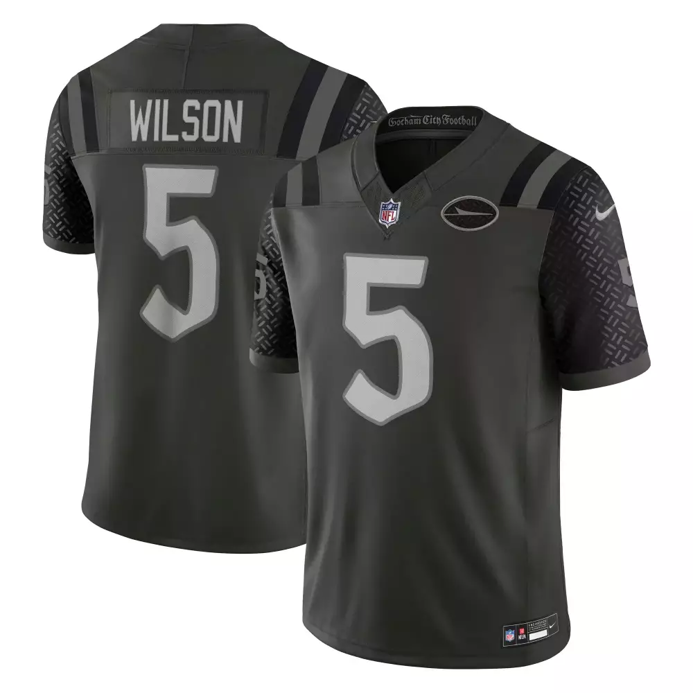 wilson 5 gotham city football 2023 men s all stitched vapor jersey black green limited edition
