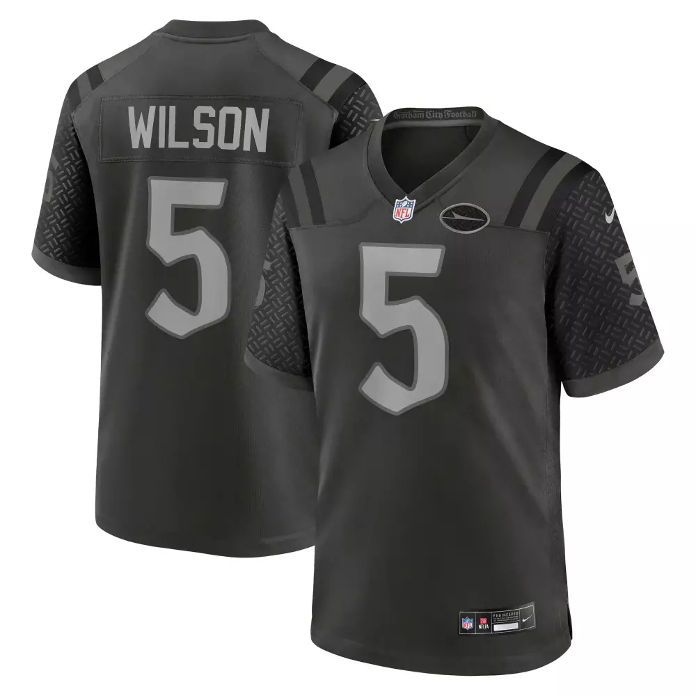 wilson 5 gotham city football 2023 men s all stitched vapor jersey black green limited edition