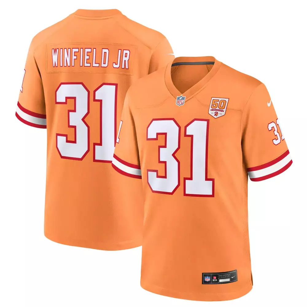 Winfield Jr. 31 San Francisco 49ers 2023 All Stitched Vapor Jersey | Orange NFL 50th Anniversary Edition | For Men