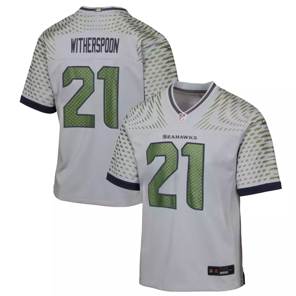 witherspoon 21 seattle seahawks 2023 men s all stitched vapor jersey gray green design 1