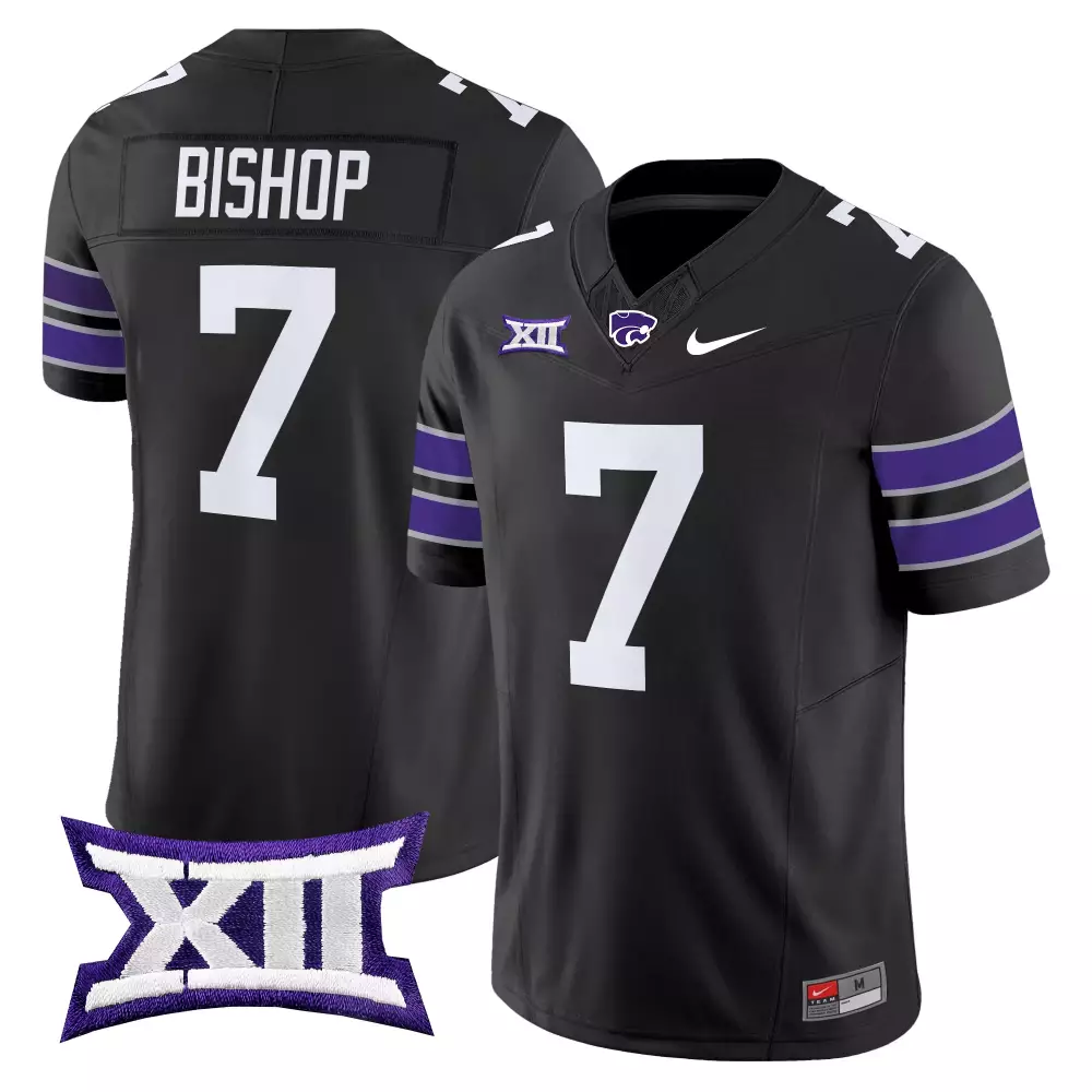 bishop 7 men s vapor stitched jersey kansas state wildcats black 2025 xii patch