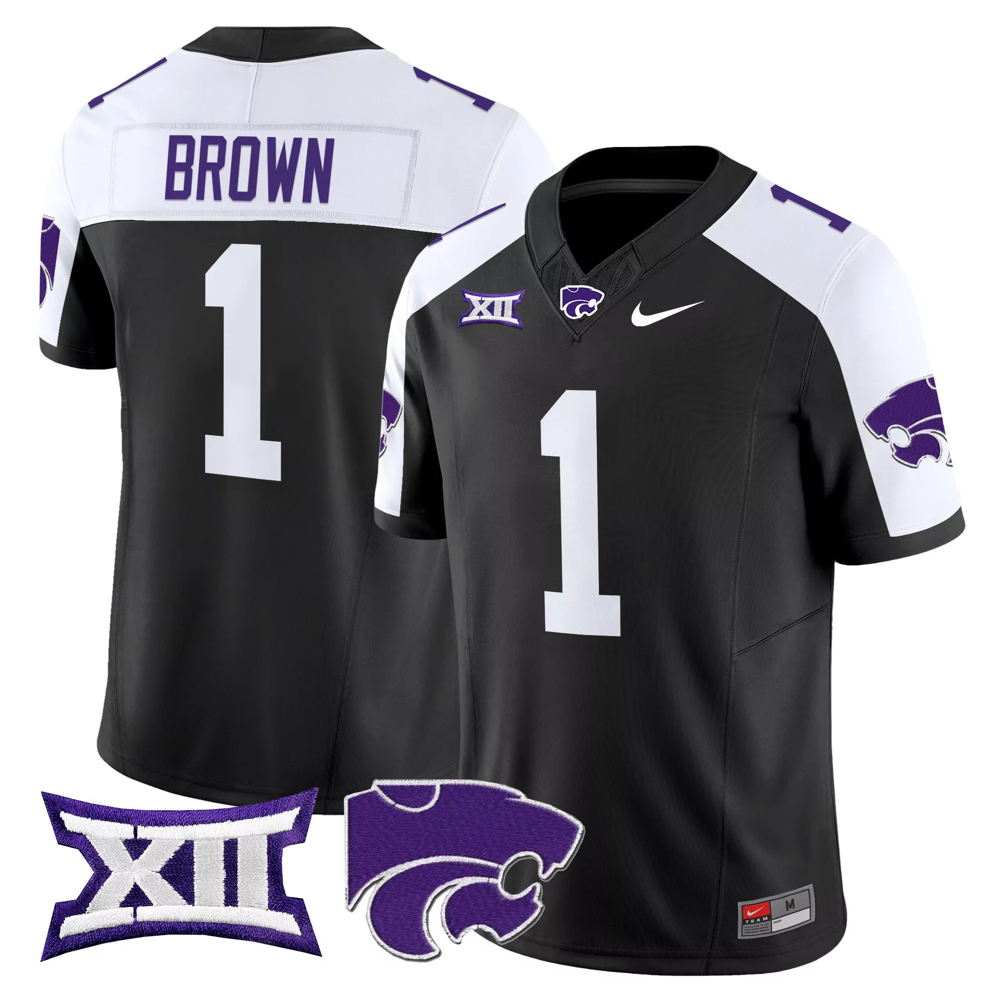 brown 1 men s vapor limited stitched jersey kansas state wildcats black 2025