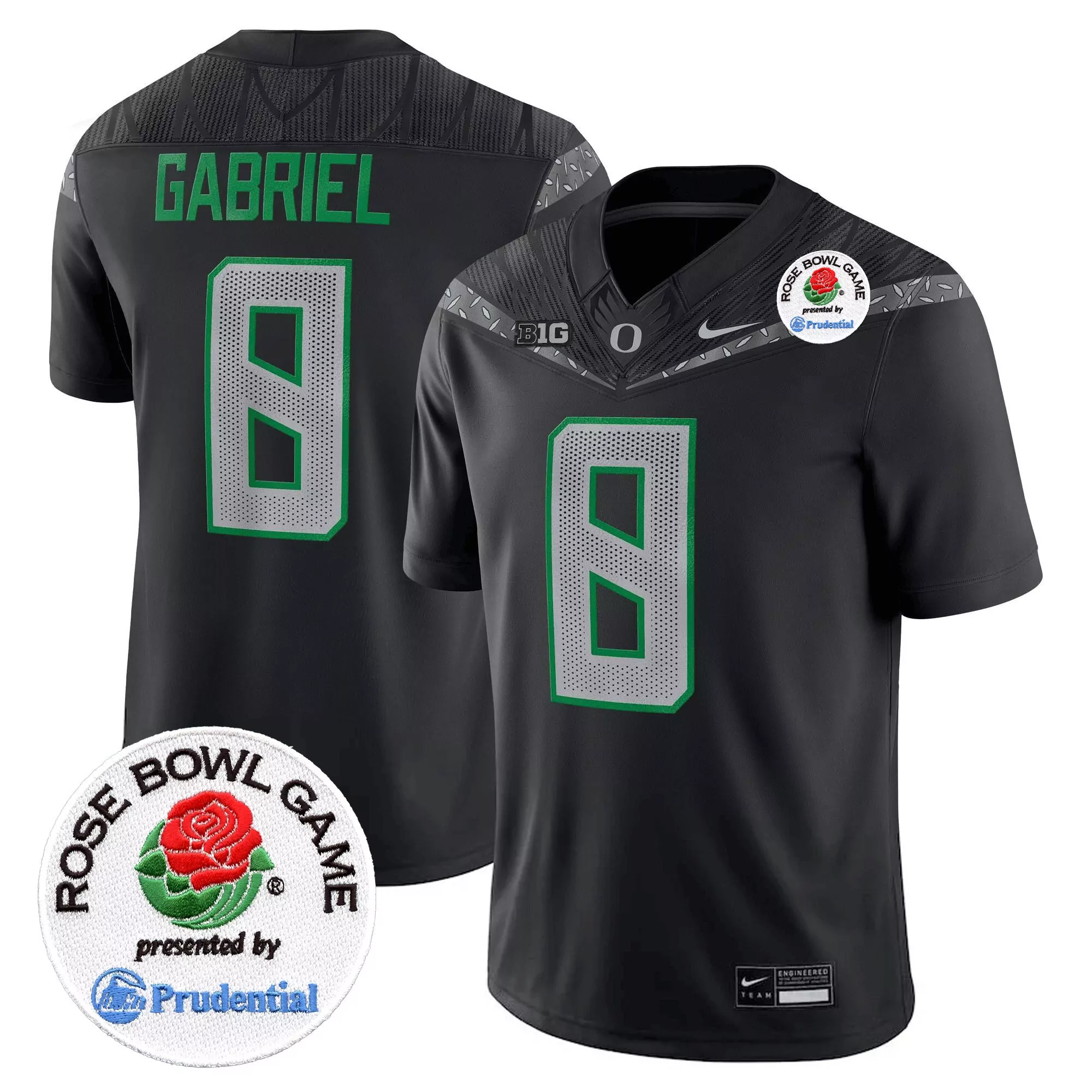 gabriel 8 men s stitched vapor jersey oregon ducks black rose bowl game 2024