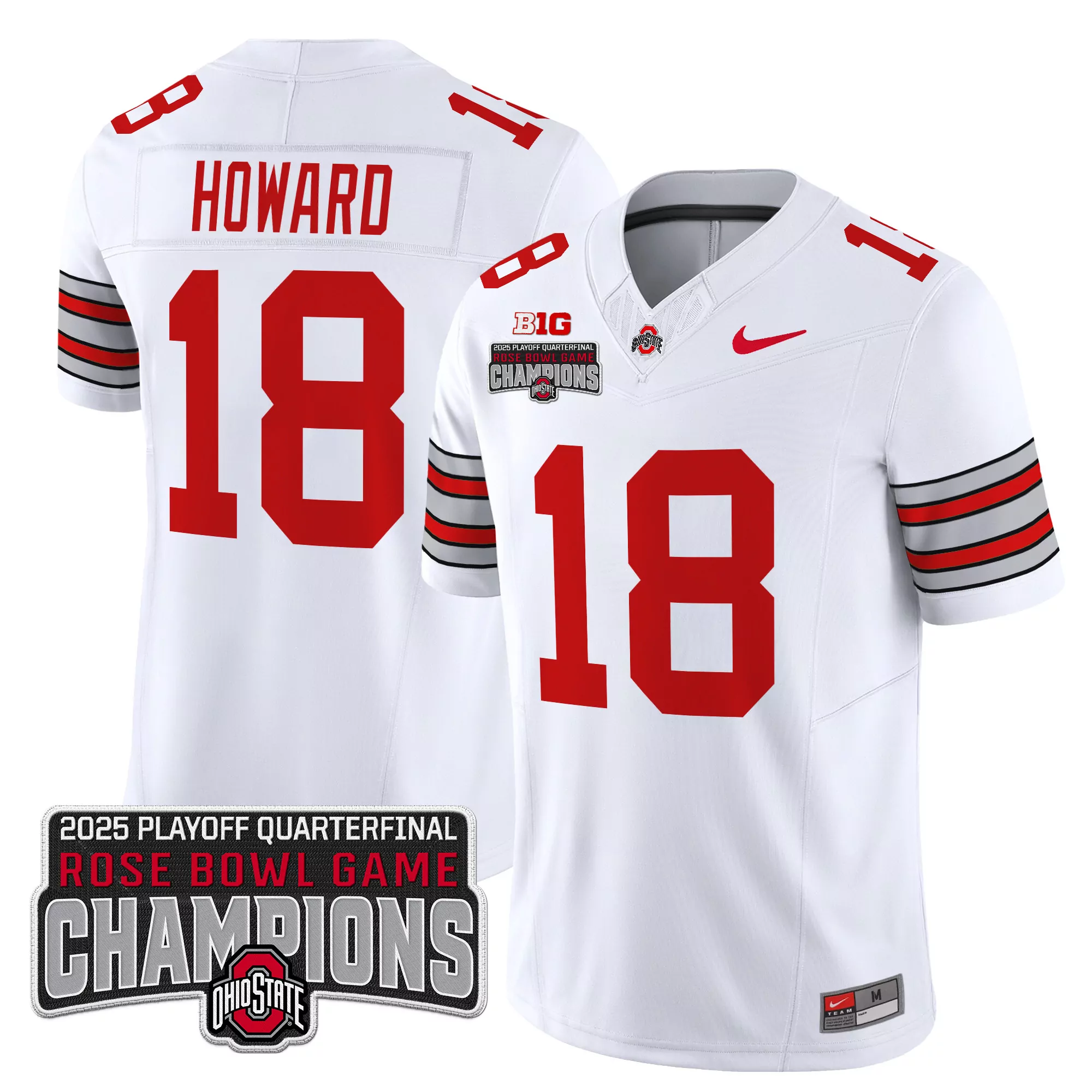 howard 18 men s red vapor jersey ohio state buckeyes goodyear cotton bowl 2023 patch