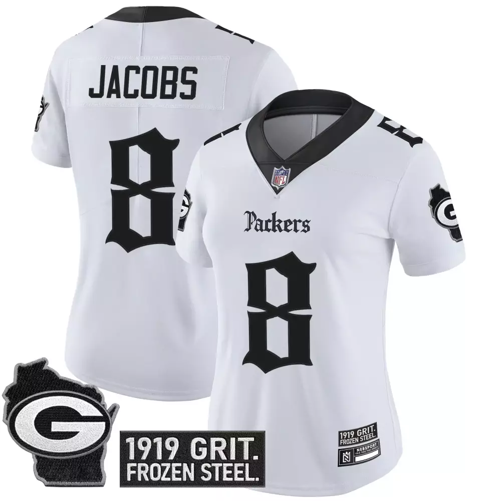 Jacobs 8 Green Bay Packers Women's Stitched Name Patch Jersey | 2023 Edition | Fan Gear for Women | For Women