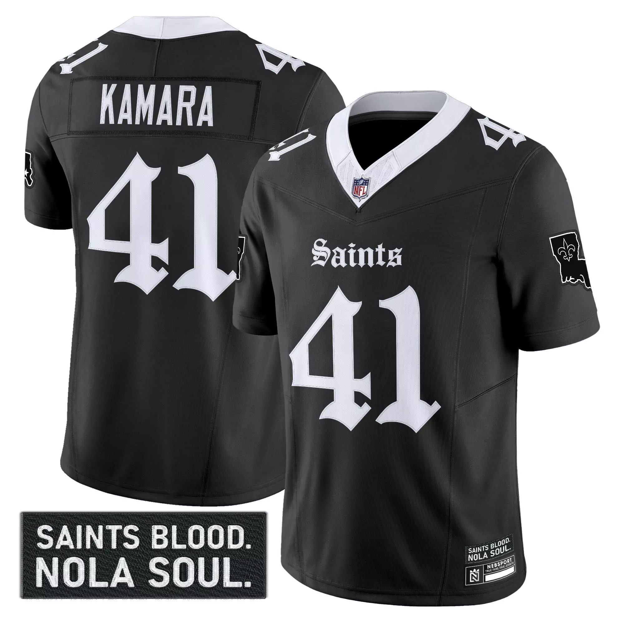 kamara 41 men s stitched vapor jersey new orleans saints black 2023 nola soul edition